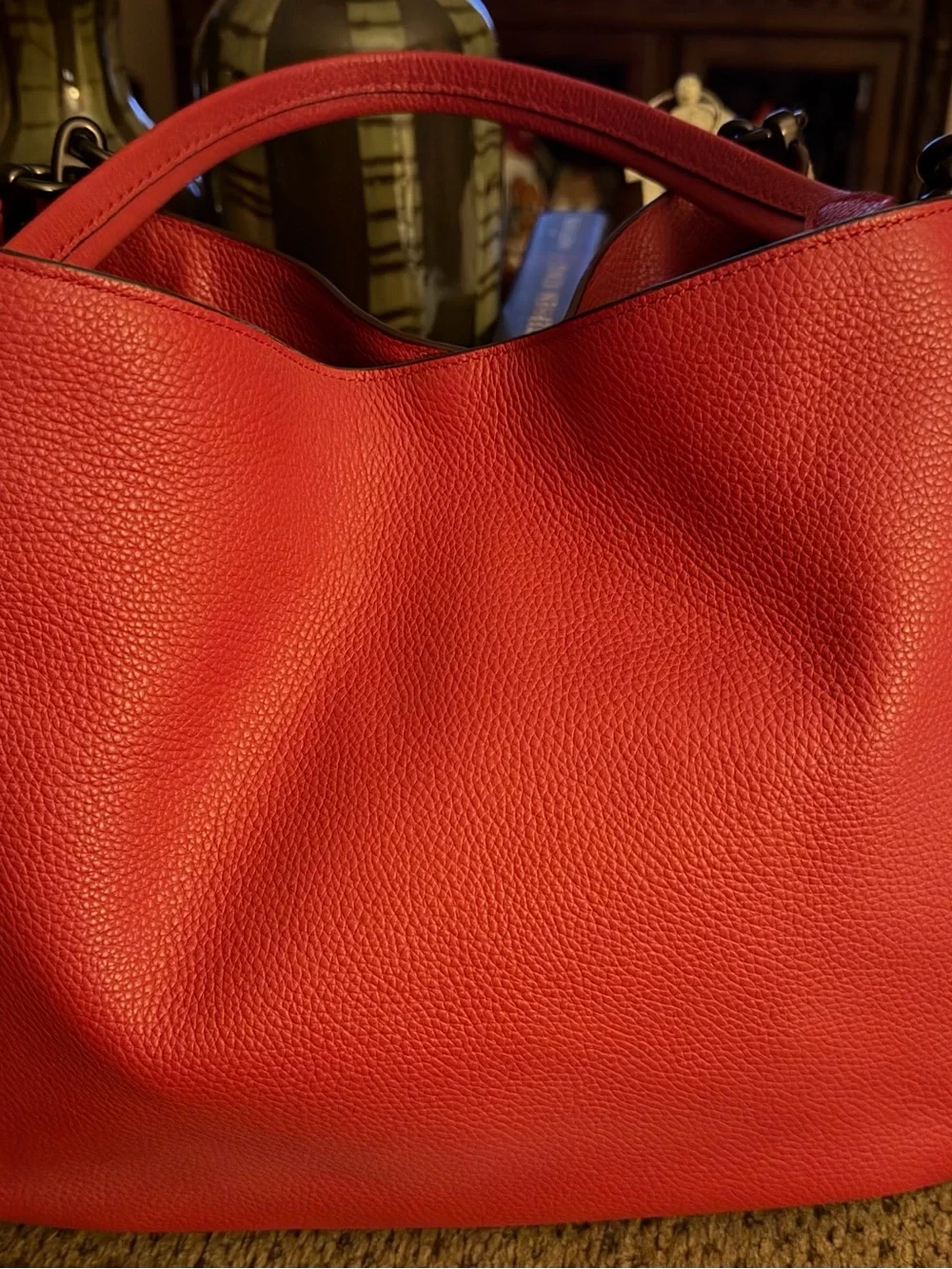 Coach signature/ red leather shoulder bag